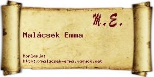Malácsek Emma névjegykártya
